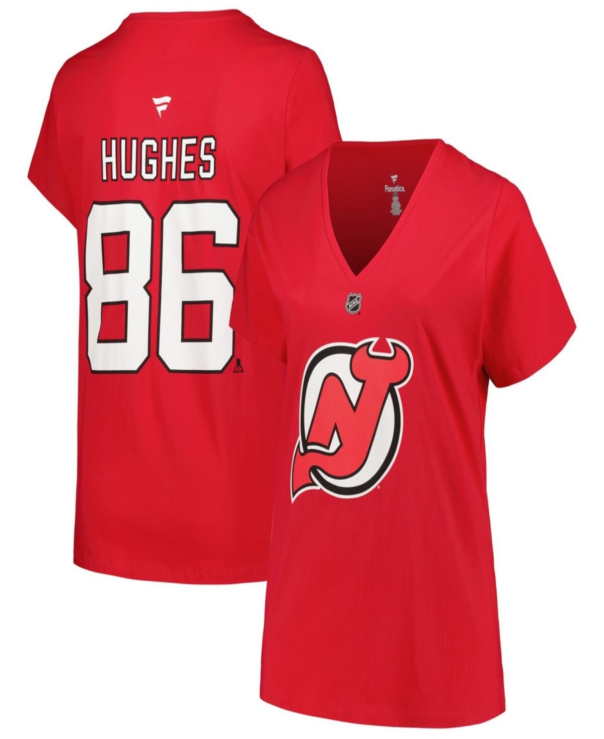 Branded Women's Jack Hughes Red New Jersey Devils Plus Size Name Number T-Shirt - Red