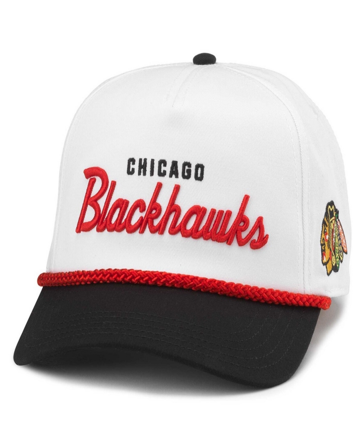 Men's White/Black Chicago Blackhawks Roscoe Washed Twill Adjustable Hat - White Blac