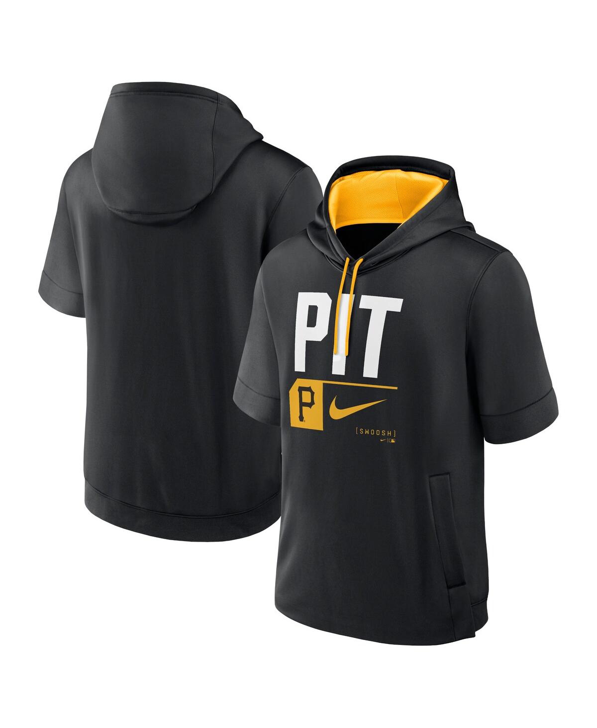 Shop Nike Men's Black Pittsburgh Pirates Tri Code Lockup Short Sleeve Pullover Hoodie In Blk,sndn