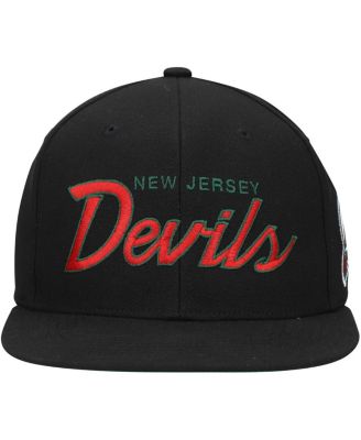 Mitchell Ness Men's Black New Jersey Devils Core Team Script 2.0 Snapback Hat