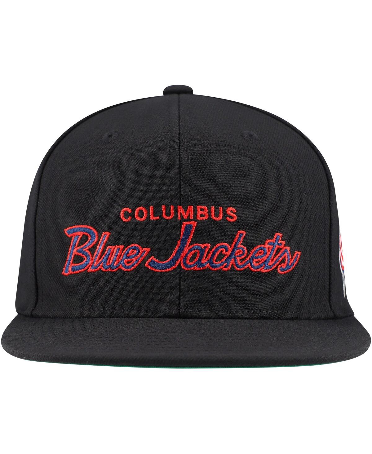Mitchell & Ness Mitchell Ness Men's Black Columbus Blue Jackets Core Team Script 2.0 Snapback Hat In Black