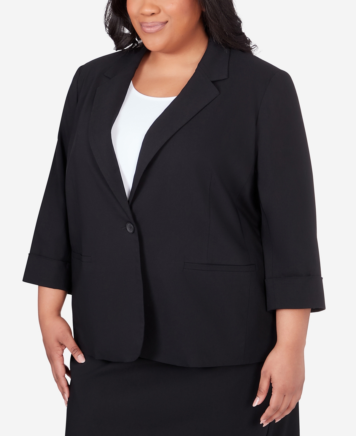 Shop Alfred Dunner Plus Size Classic Fit Blazer Jacket In Navy