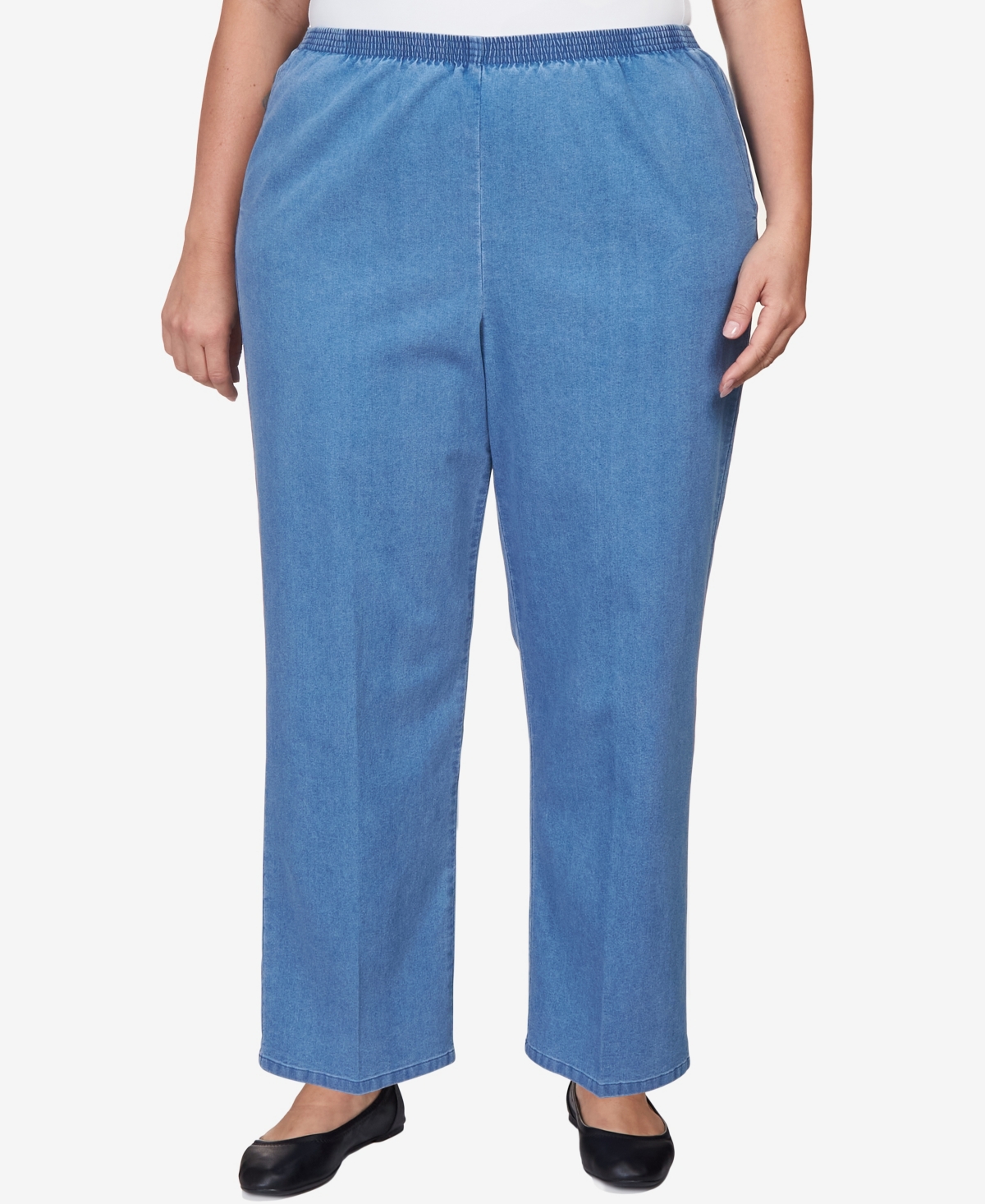 Alfred Dunner Plus Size Elastic Waist Average Length Denim Pant