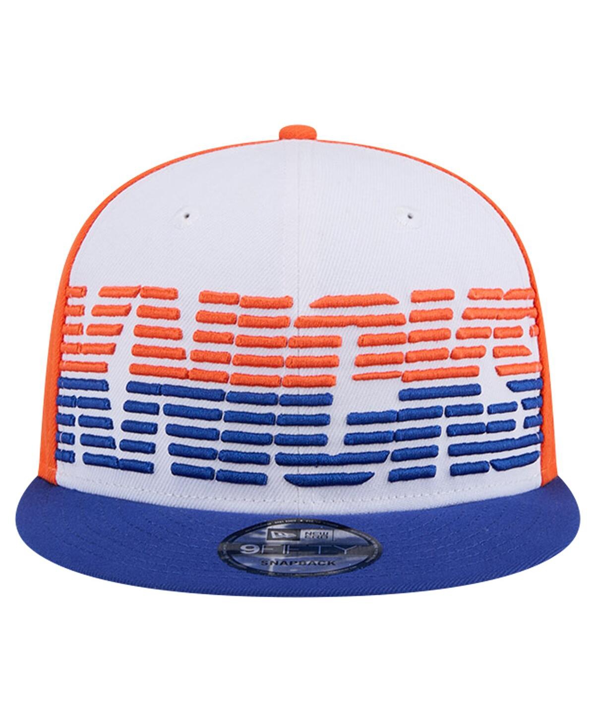 New Era Men's White/blue New York Knicks Throwback Gradient Tech Font 9fifty Snapback Hat In White Blue