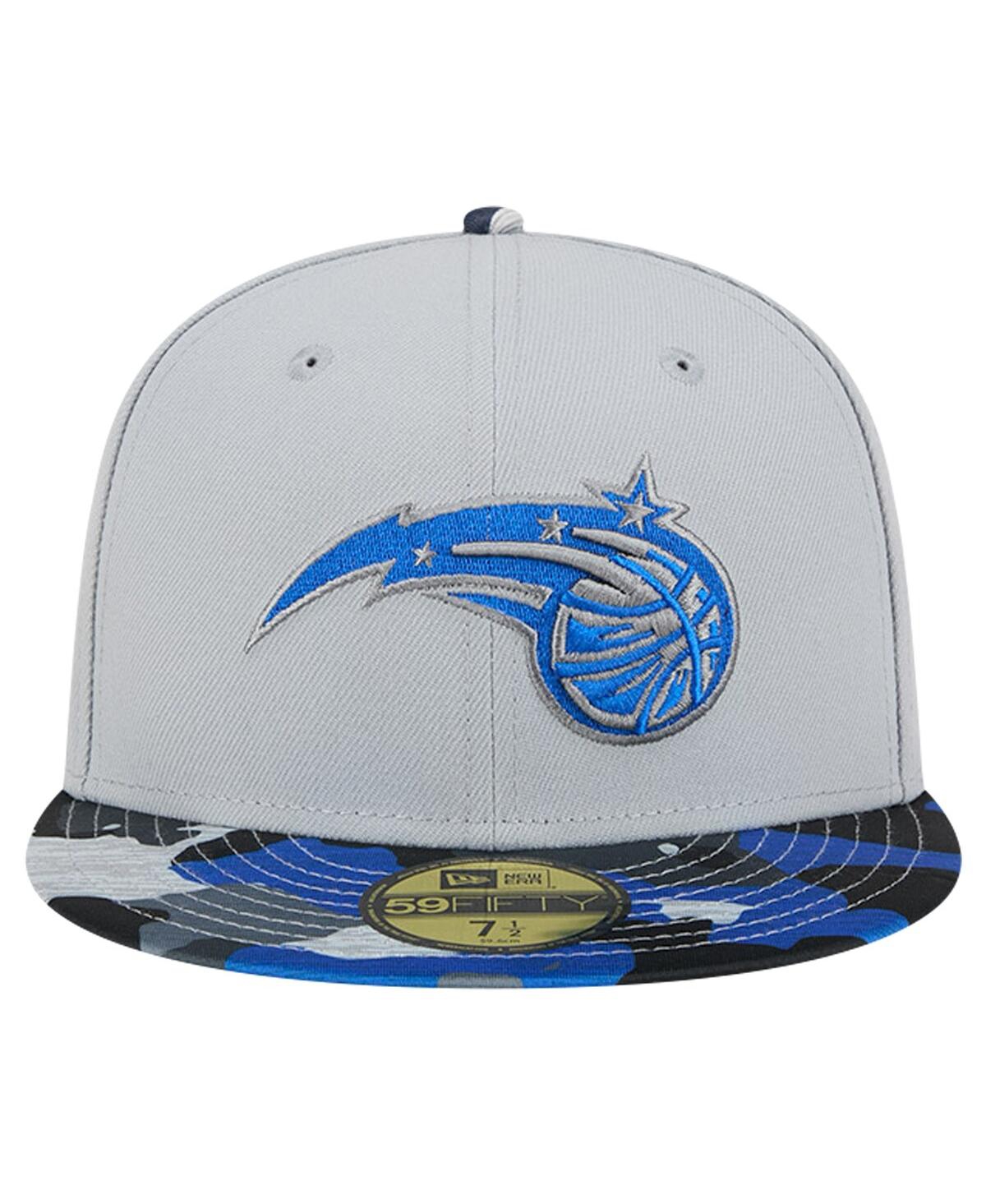 NEW ERA MEN'S GRAY ORLANDO MAGIC ACTIVE COLOR CAMO VISOR 59FIFTY FITTED HAT 