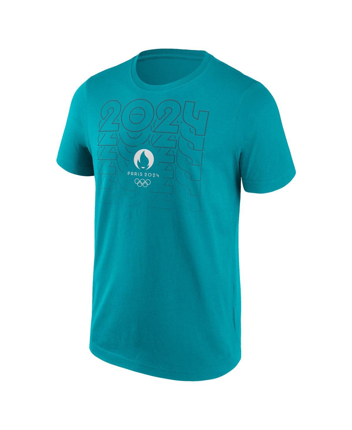 Shop Fanatics Branded Men's Aqua Paris 2024 Repeat Outline T-shirt