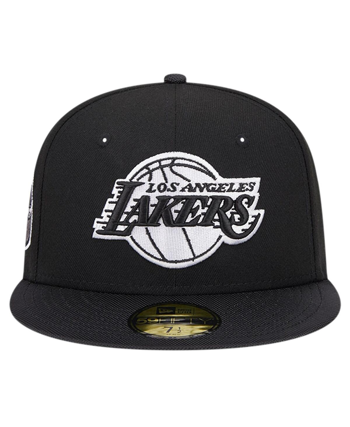 Shop New Era Men's Black Los Angeles Lakers Active Satin Visor 59fifty Fitted Hat
