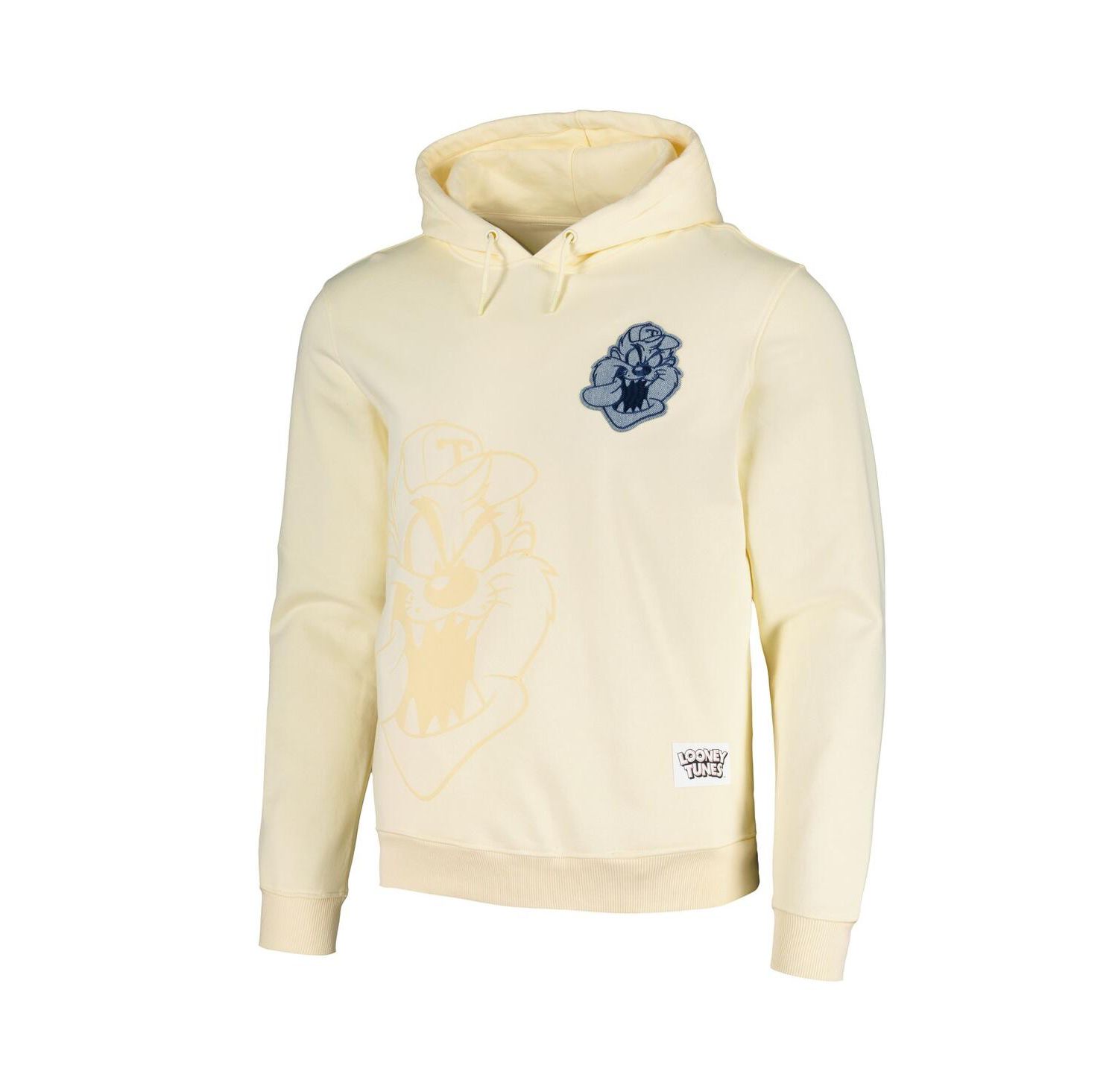 Unisex Cream Looney Tunes Taz Denim Patch Pullover Hoodie