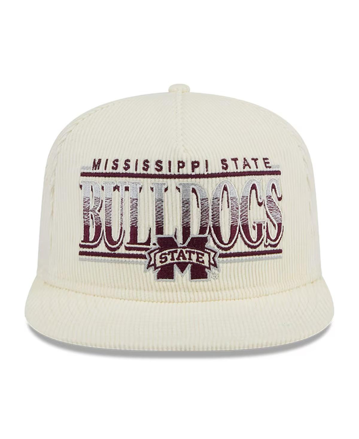 New Era White Mississippi State Bulldogs Throwback Golfer Corduroy Snapback Hat In Cream