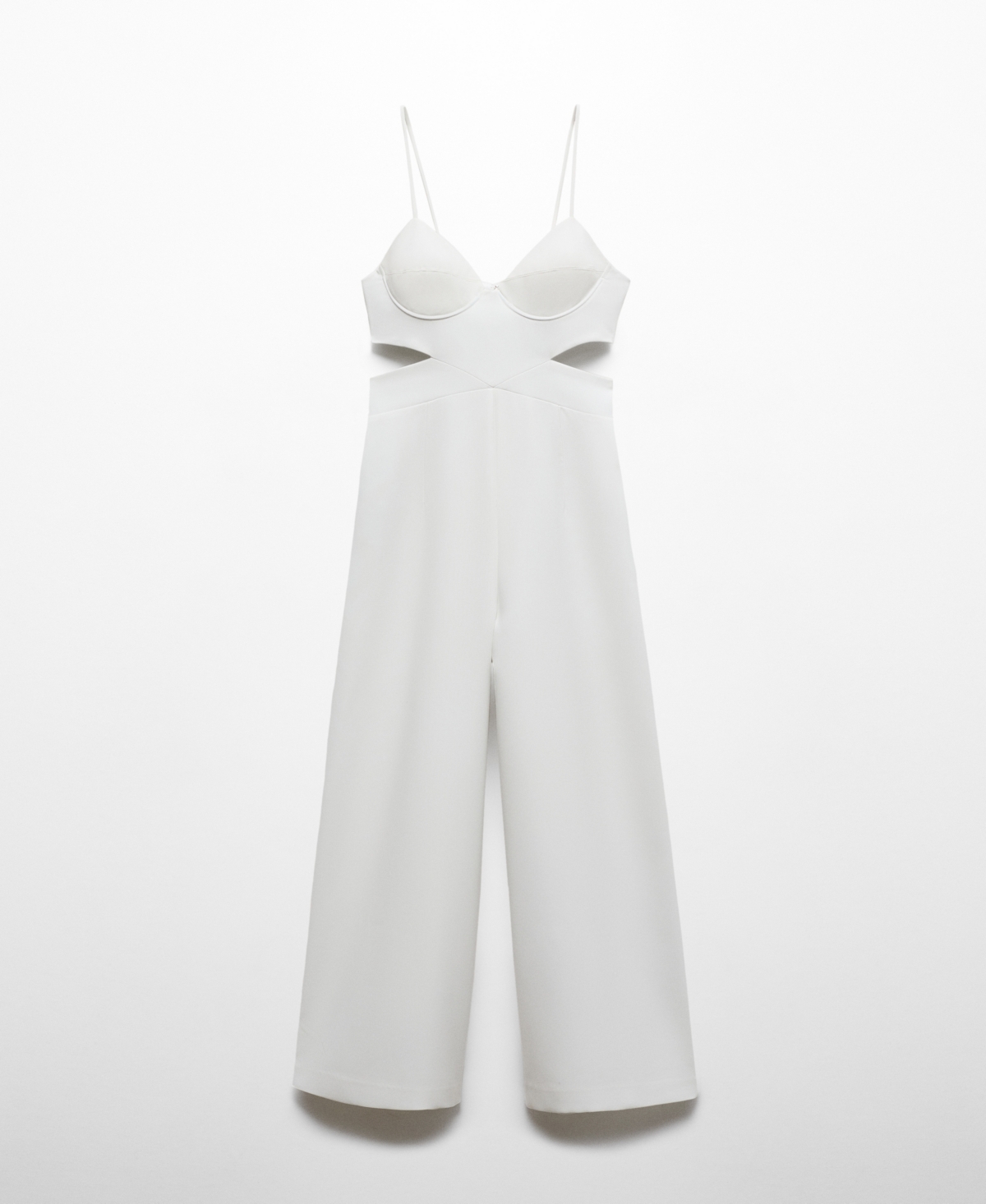 Shop Mango Women's Side Slits Detail Strap Jumpsuit In White