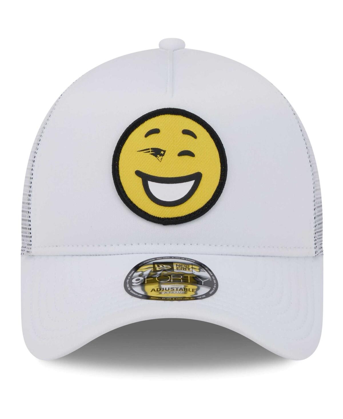 Shop New Era Men's White New England Patriots Happy A-frame Trucker 9forty Snapback Hat