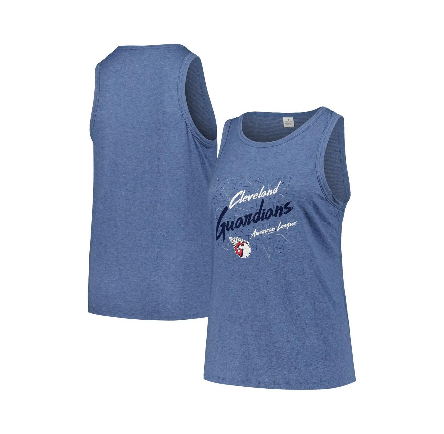 Women's Navy Cleveland Guardians Plus Size Curvy High Neck Tri-Blend Tank Top