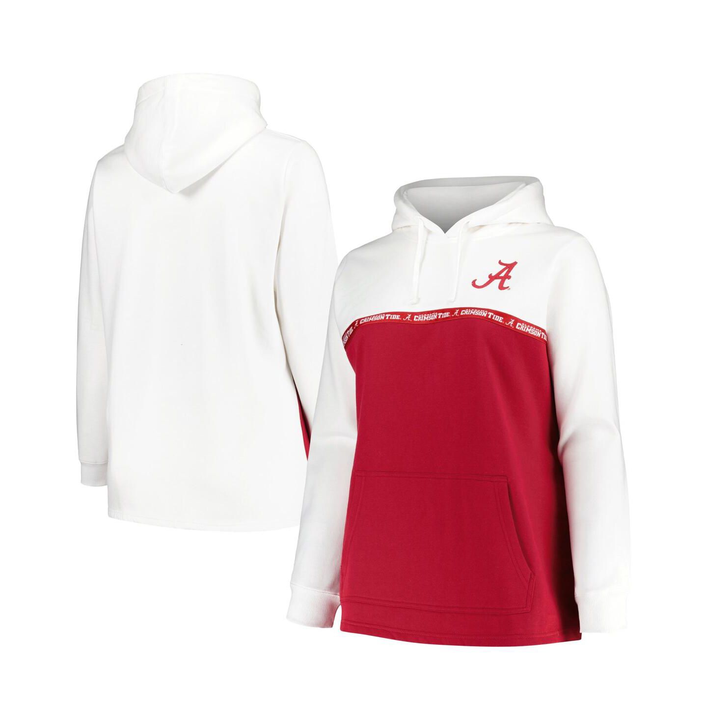 Женское худи Profile White/Crimson Alabama Crimson Tide Plus Size Taping Pullover — фото 1
