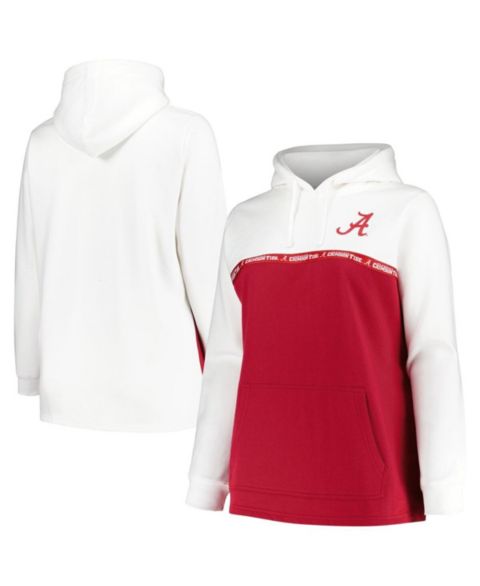 Женское худи Profile White/Crimson Alabama Crimson Tide Plus Size Taping Pullover