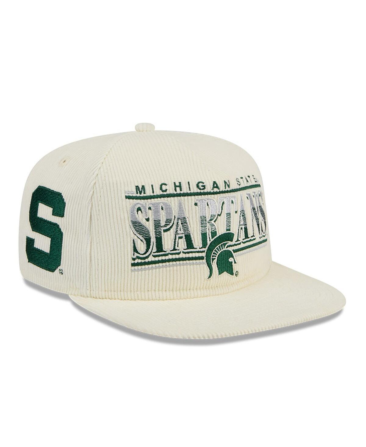 Shop New Era Men's White Michigan State Spartans Throwback Golfer Corduroy Snapback Hat In Cream