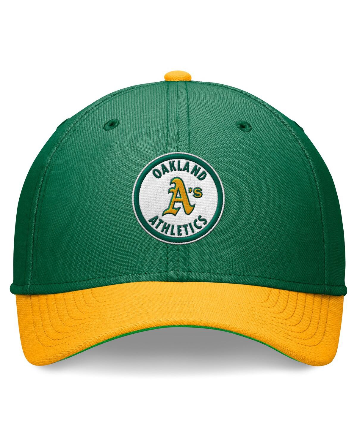 Nike Men's Green/gold Oakland Athletics Cooperstown Collection Rewind Swooshflex Performance Hat In Pngrnunigd