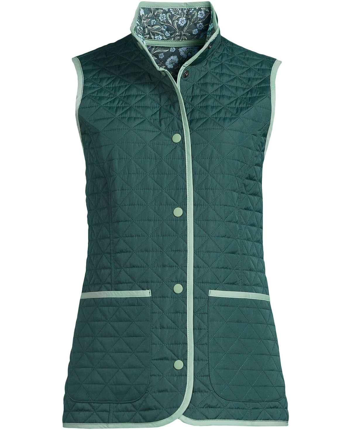 Lands' End Women's Insulated Reversible Barn Vest -adorn floral
