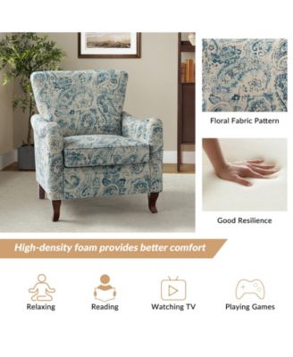 Ewert Comfy Floral Fabric Pattern Armchair with Wingback Design