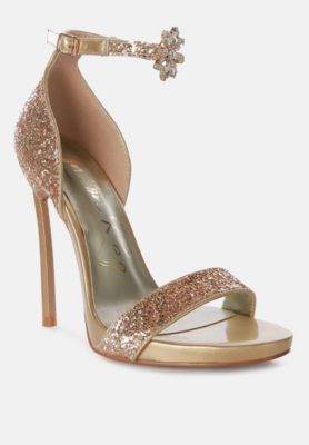 Women's straight fire high heel glitter stilettos Sandals