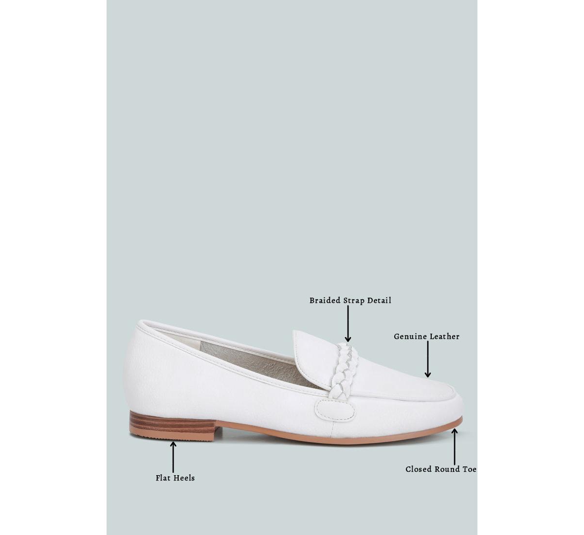 Rag & Co Kita Braided Strap Detail Loafers - White