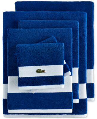 Lacoste Home Heritage Sport Stripe Logo Cotton Bath Towel