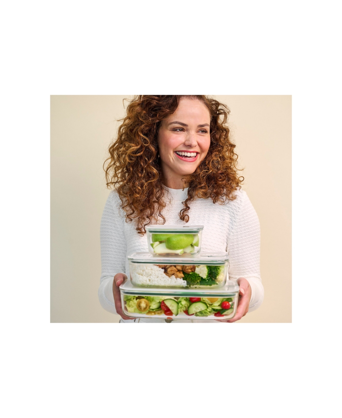 Mepal Easyclip 1pc. 76oz Rectangular Glass Box In Green