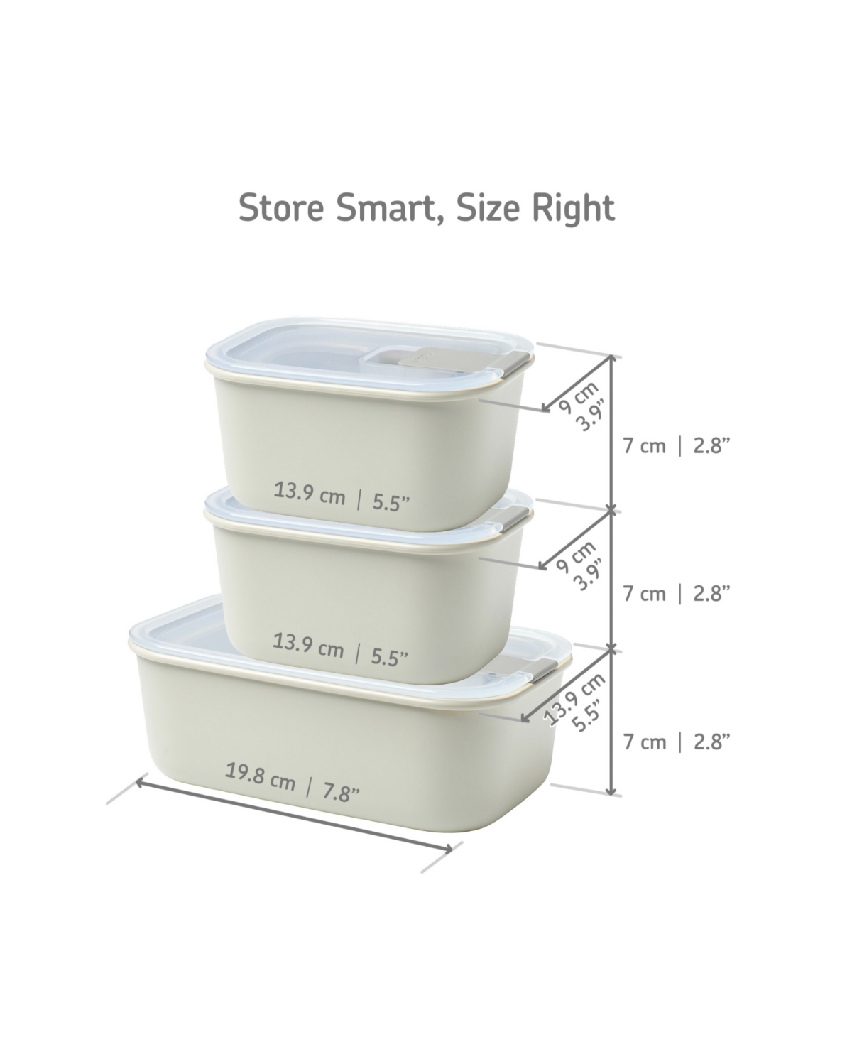 Mepal Easyclip 3pc. Rectangular Box Set In White