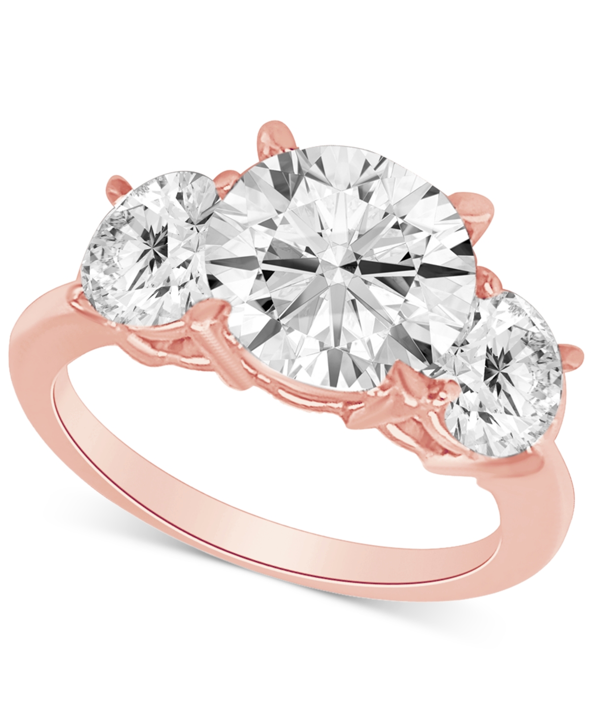 Shop Badgley Mischka Certified  Lab Grown Diamond Three Stone Engagement Ring (4 Ct. T.w.) In 14k Gold In Rose Gold