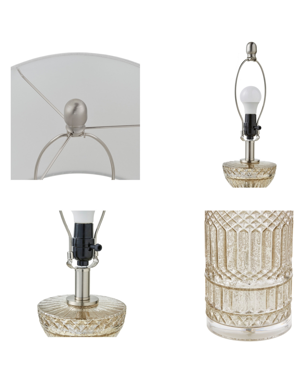 Hampton Hill Textured Glass And Acrylic Base Table Lamp In Mercury