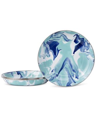 Golden Rabbit - Lagoon Enameled Steel Pasta Plates, Set of 4