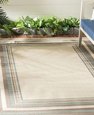 Courtyard CY7896 Beige and Blue 5'3" x 7'7" Outdoor Area Rug