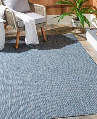 Courtyard CY8521 Navy and Gray 5'3" x 7'7" Sisal Weave Outdoor Area Rug