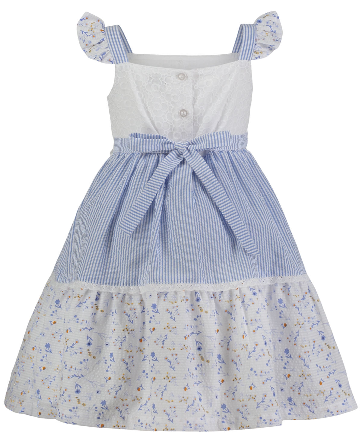Shop Blueberi Boulevard Little & Toddler Girls Seersucker Eyelet Tiered A-line Dress In White