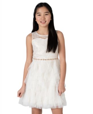 Big Girls Foil Lace Cascade Social Dress