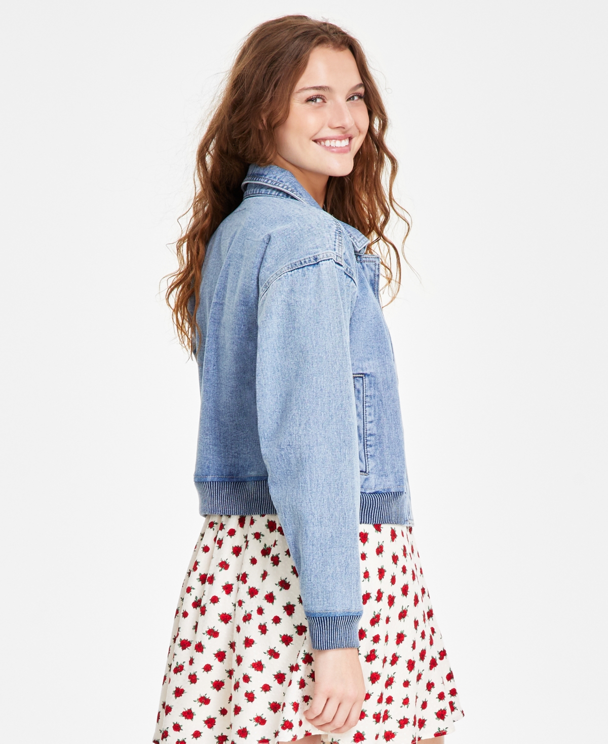 Celebrity Pink Juniors' Denim Bomber Jacket