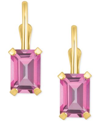 Pink Topaz Emerald-Cut Solitaire Leverback Earrings (1-3/8 ct. t.w.) in 10k Gold
