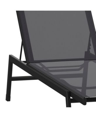 Braelin Set Of 2 Textilene Adjustable 5 Position Patio Chaise Lounge And Metal Frame Chair