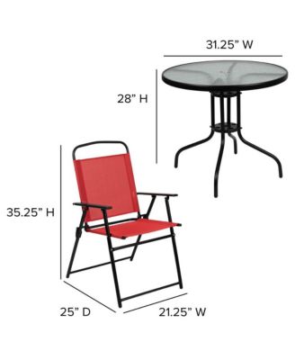 6 Piece Patio Garden Set With Table, Umbrella And 4 Folding Chairs