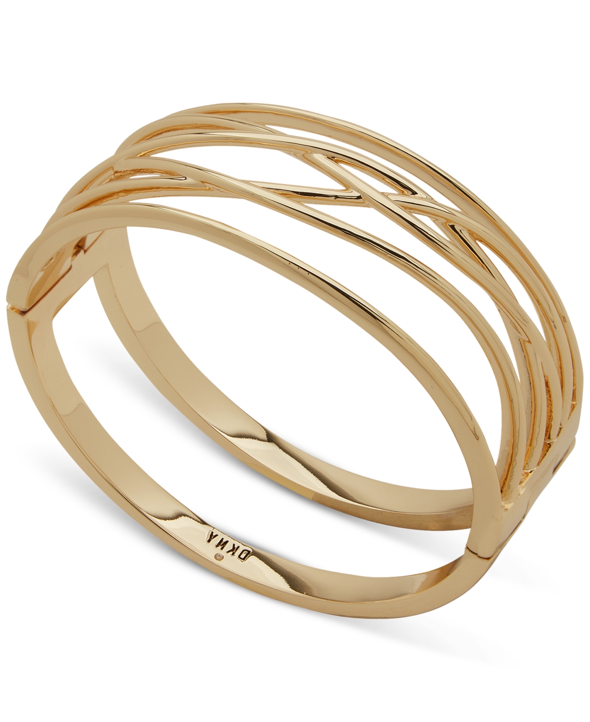 Dkny Gold-tone Wide Openwork Bangle Bracelet