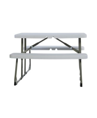 Aryka Kid'S Easy Fold Waterproof, Stain And Impact Resistant Plastic Picnic Table With Benches And Steel Tube Frame