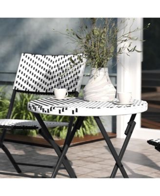 Ciel Three Piece Folding Bistro Set In Pe Rattan With Metal Frames For Indoor And Outdoor Use