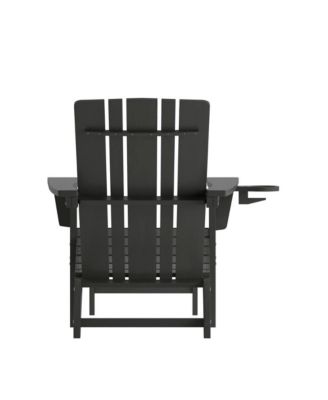 Ridley Hdpe Adirondack Chair With Cup Holder And Pull Out Ottoman, All-Weather Hdpe Indoor/Outdoor Lounge Chair