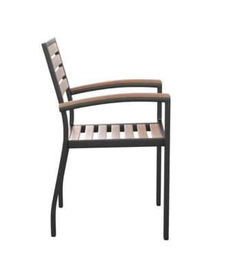 Alani Three Piece Faux Teak Patio Dining Set For Indoor And Outdoor Use - Square Table And Two Club Chairs With Arms