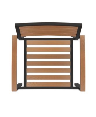 Alani Five Piece Faux Teak Patio Dining Set For Indoor And Outdoor Use - Square Table And Four Club Chairs With Arms