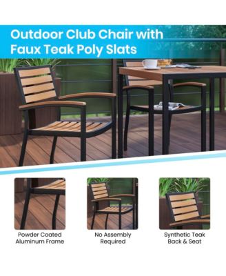 Chara 7 Piece Dining Set With Umbrella & Base - Steel Framed Table With Umbrella Hole & 4 Club Chairs