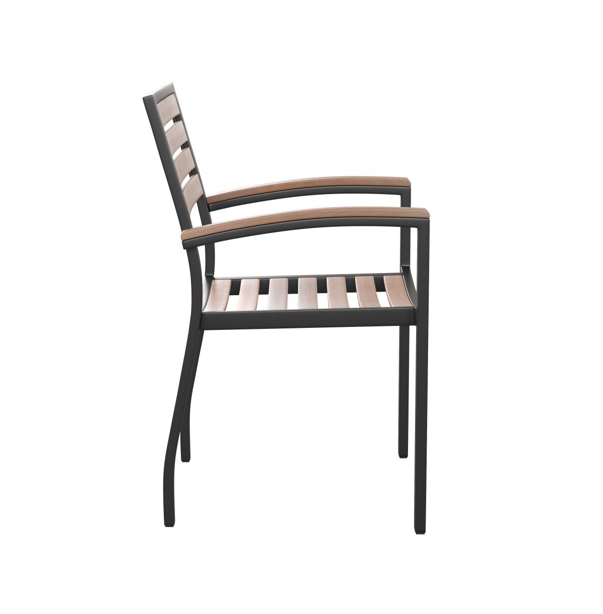 Chara 7 Piece Dining Set With Umbrella & Base - Steel Framed Table With Umbrella Hole & 4 Club Chairs