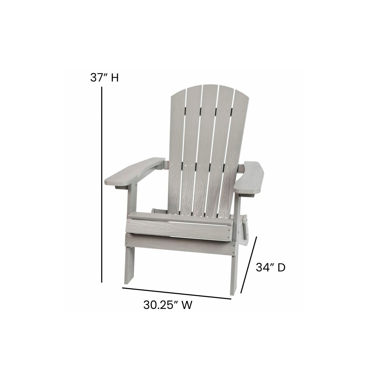 Set Of 2 Riviera Poly Resin Folding Adirondack Lounge Chair - All-Weather Indoor/Outdoor Patio Chair