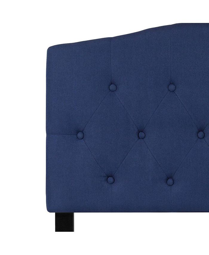EMMA + OLIVER Queen Size Upholstered Headboard - Arched Button Tufted In Dark Brown Fabric