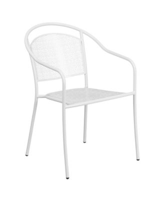 Commercial 35.25" Round Metal Garden Patio Table Set W/ 4 Round Back Chairs