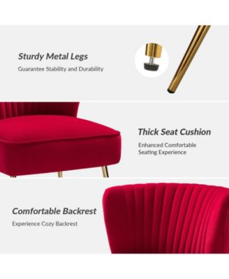 Velvet Accent Chair with Gold Metal Legs for Bedroom Guest Room Vanity